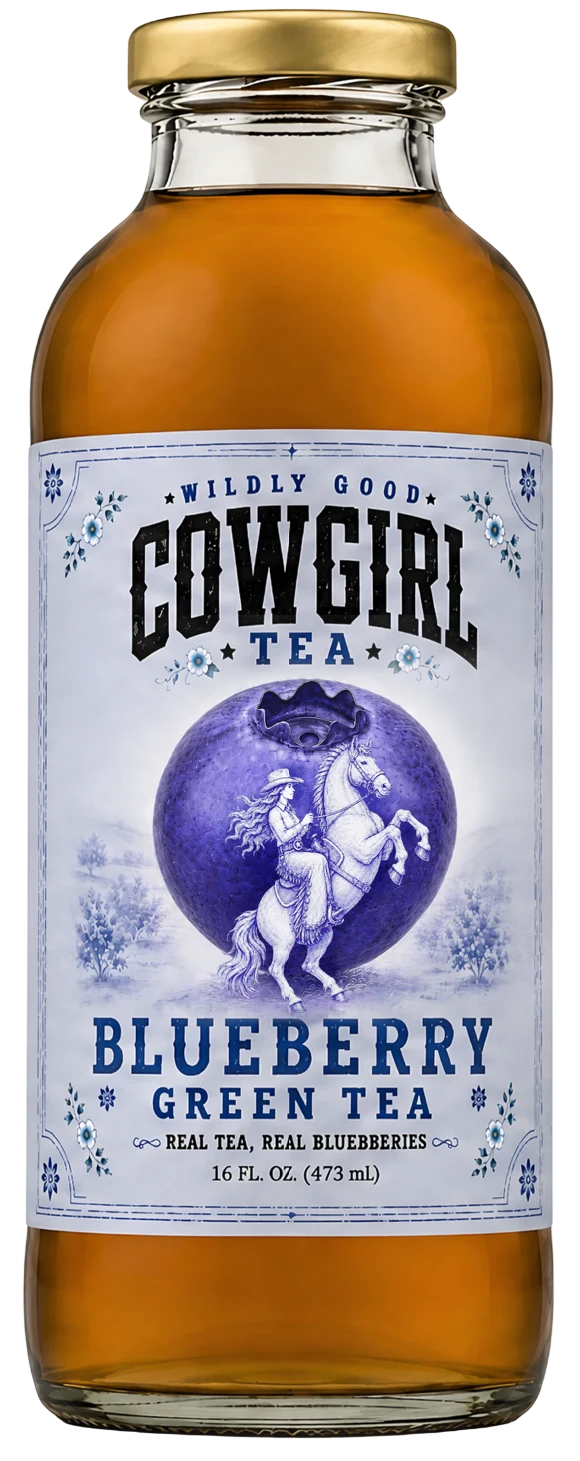 Blueberry Green Tea, 16 fl. oz. Cowgirl Tea bottle