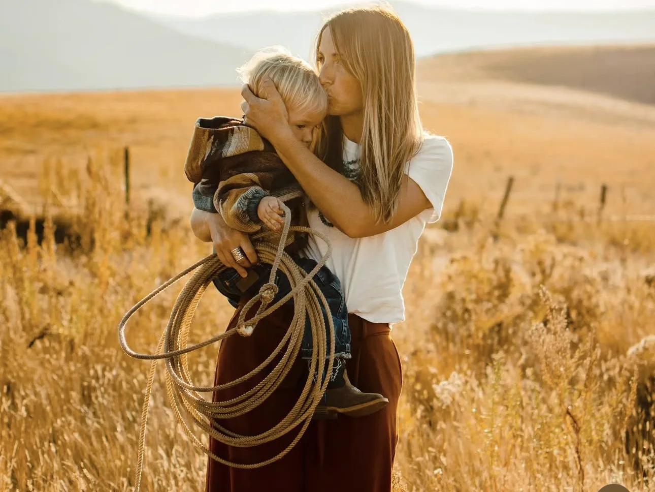 Adele with her son in a field